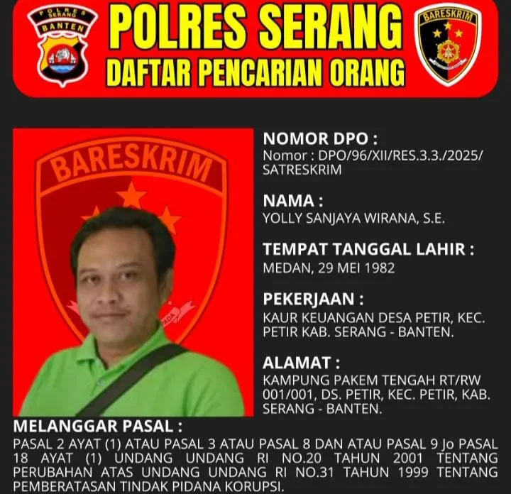 Polisi Tangkap Buronan Korupsi Dana Desa Petir, Negara Rugi Rp1 Miliar