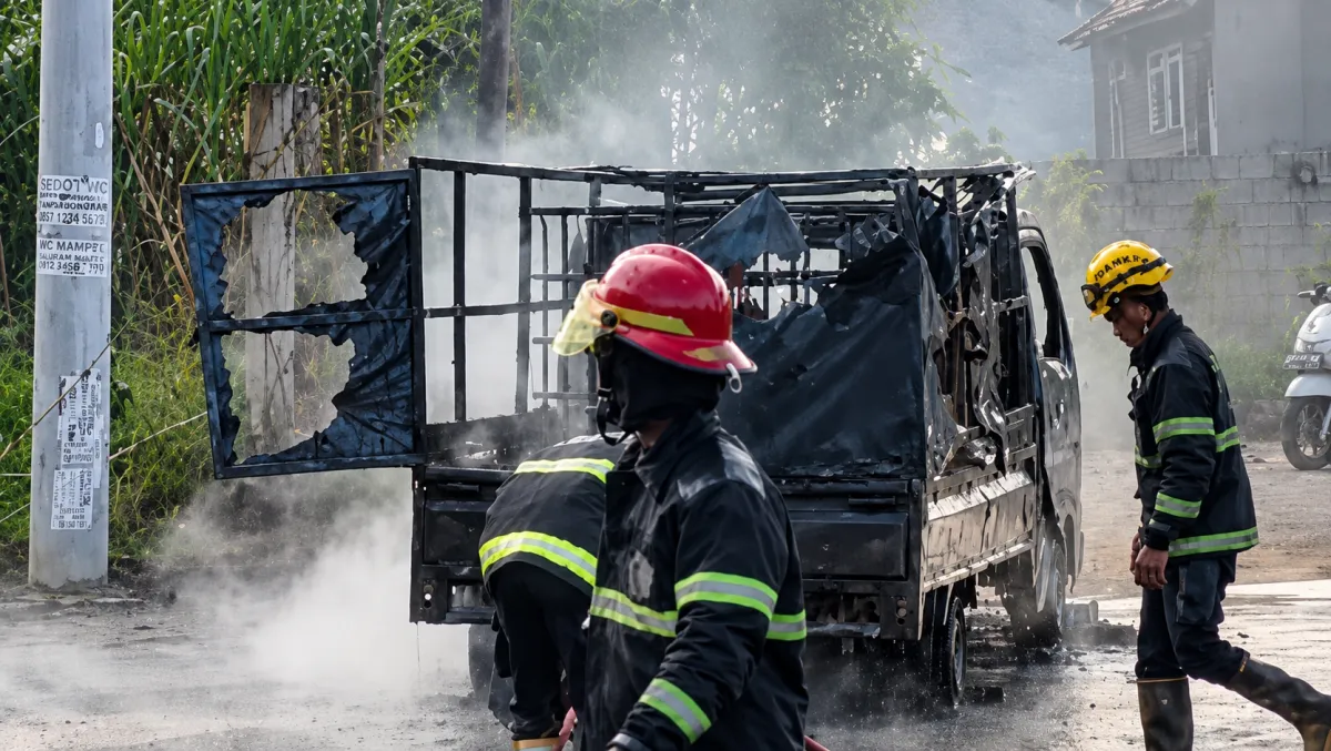 Mobil Losbak Terbakar Hebat di Jembatan JLS Cilegon, Arus Lalu Lintas Sempat Lumpuh