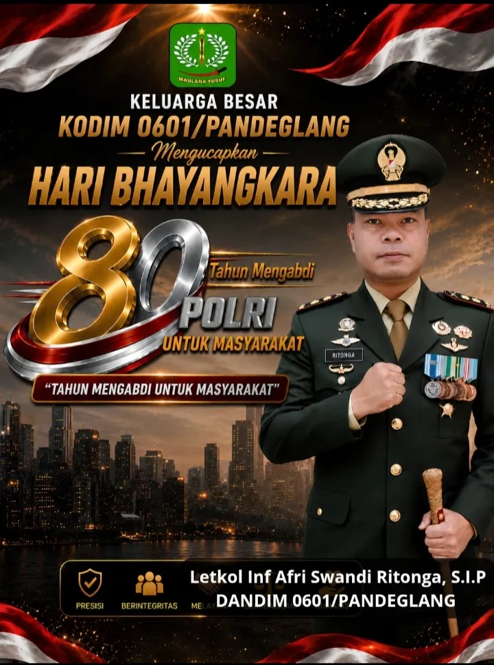 Rayakan Hari Bhayangkara ke-80, Kodim 0601/Pandeglang Perkuat Sinergitas dengan Polri demi Indonesia Maju