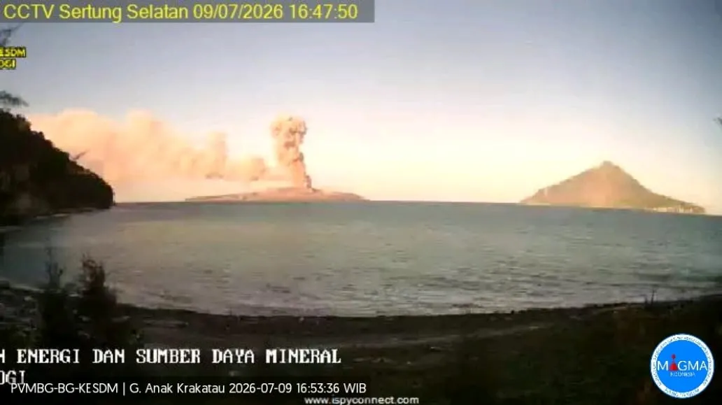 Erupsi Gunung Anak Krakatau 9 Juli 2026: Kolom Abu 400 Meter, Status Siaga Level III, Waspada Radius 3 Km Selat Sunda Lampung