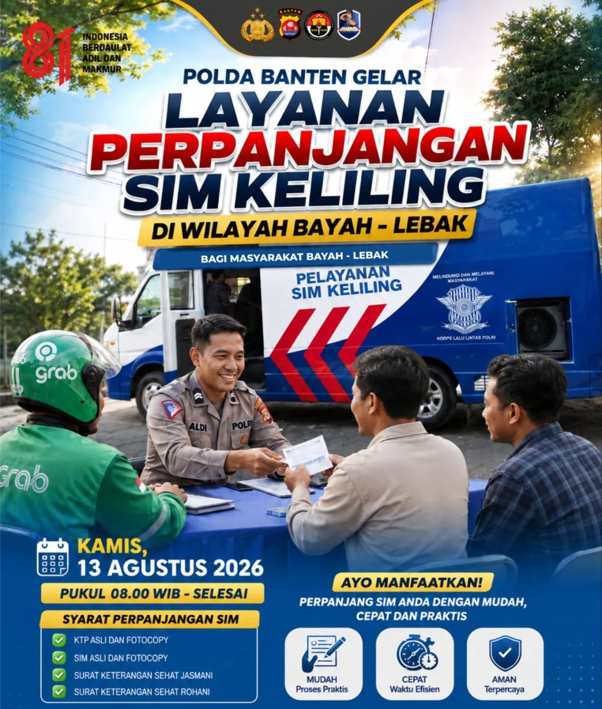 Polda Banten Gelar Bakti Kesehatan dan SIM Keliling Gratis di Bayah Lebak
