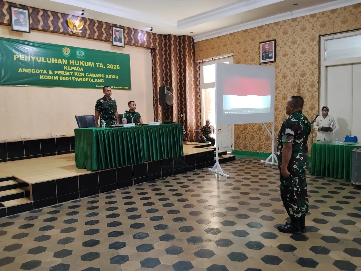 Tingkatkan Kesadaran Hukum, Kodim 0601/Pandeglang Gelar Penyuluhan Hukum TA 2026 bagi Prajurit, PNS dan Persit
