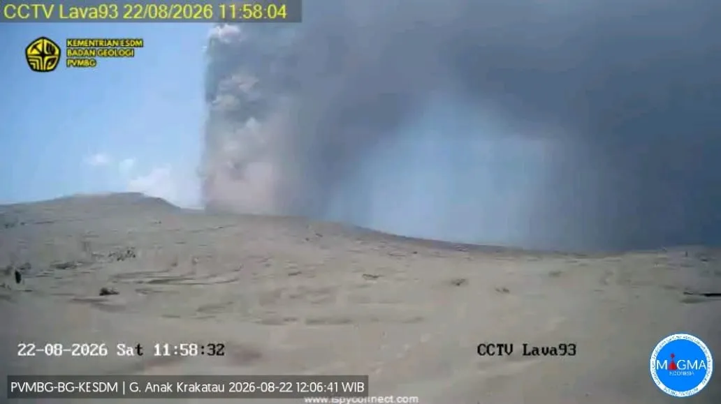 Gunung Anak Krakatau Kembali Erupsi: Semburkan Kolom Abu Setinggi 400 Meter, Status Siaga Level III