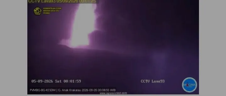 Status Siaga Level III: Gunung Anak Krakatau Alami Erupsi Menerus dan Lava Fountain, Badan Geologi Imbau Warga Jauhi Radius 3 Km