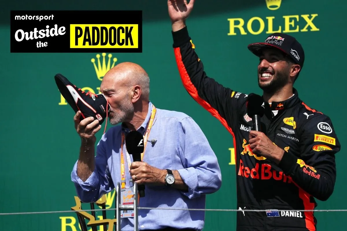Mengenang Momen Ikonik Sir Patrick Stewart Lakukan Shoey di F1