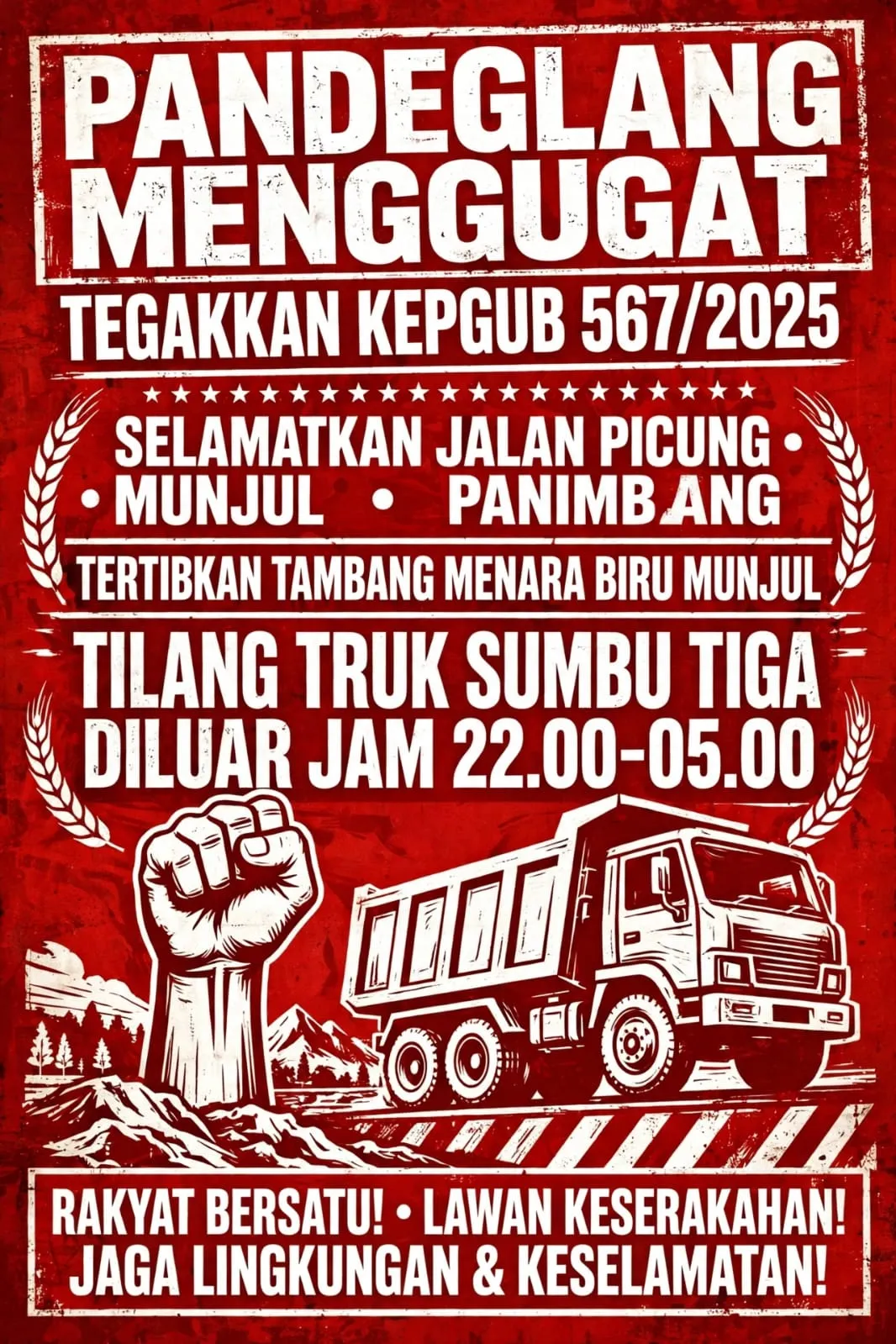 Warga Pandeglang Tolak Truk Tambang Catut Proyek Strategis Nasional