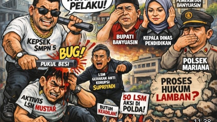 Kepsek SMPN 5 Banyuasin Aniaya Aktivis LSM dengan Palu, 50 Aktivis Siap Kepung Polda Sumsel Desak Penahanan Segera