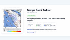 Gambar Pusat gempa berada di darat 2 km Timur Laut Padang Panjang (SS : Info BMKG)