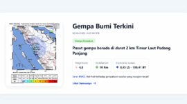 Gambar Pusat gempa berada di darat 2 km Timur Laut Padang Panjang (SS : Info BMKG)
