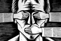 Visualisasi pembatasan kebebasan berpendapat dan intimidasi terhadap jurnalis.. (Sumber: weeklyblitz.net)